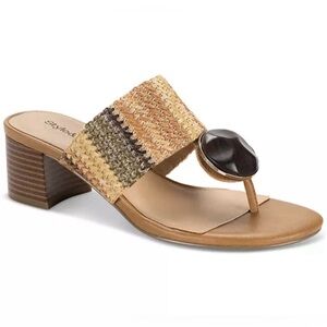 NEW - Style & CoWomen's Brandyy Embellished Raffia Sandals - Color: Mocha Raff